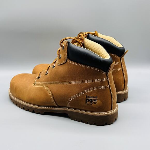 Timberland Boots Mens 11 Brown Nubuck PRO Steel Toe Gritstone 6 Lace Up Work - Picture 6 of 13